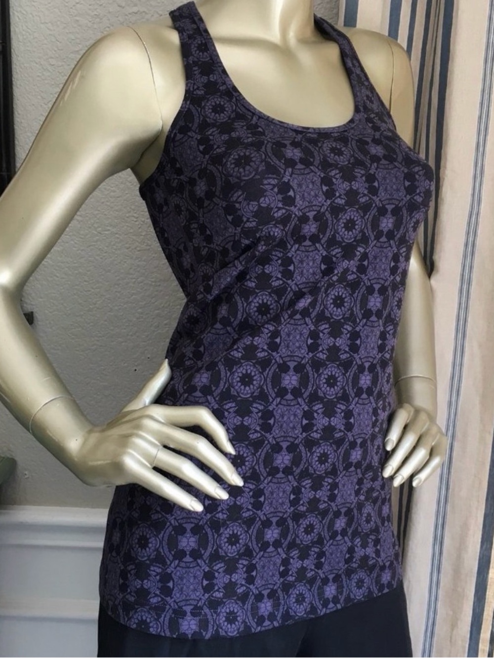 lululemon athletica Purple and Black Patterned Racerback Tank Top